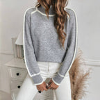 R&B | Strickpullover mit Hohem Kragen Kontrastkanten Warm und Modern