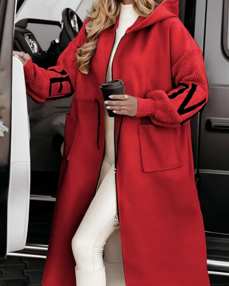 R&B | Lässige Kapuzenjacke mit Strickärmeln