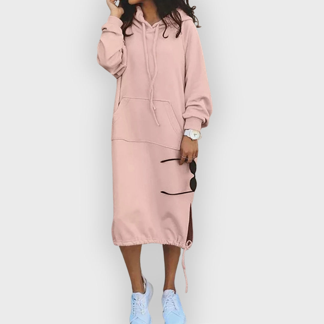 R&B | Kapuzenpullover Kleid Knielang