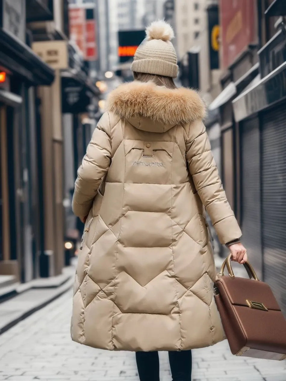 R&B | Lange gepolsterte Jacke mit Kapuze