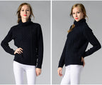 R&B | Damen Rollkragenpullover mit langen Ärmeln und Kabelstrick