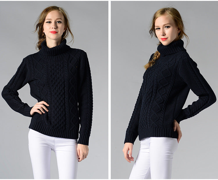 R&B | Damen Rollkragenpullover mit langen Ärmeln und Kabelstrick