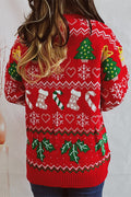 R&B | Weihnachtsmuster Gestrickter Rundhalsausschnitt Langarmpullover