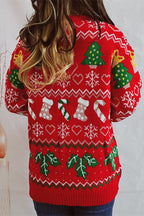 R&B | Weihnachtsmuster Gestrickter Rundhalsausschnitt Langarmpullover
