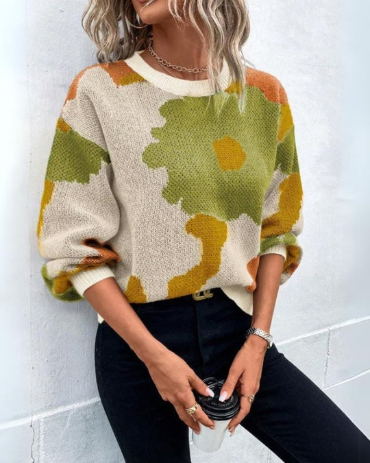 R&B | Strickpullover mit Abstraktem Floral-Muster