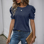 R&B | Solide Farbe Blase Ärmel T-Shirt Frauen