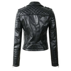 R&B | Damen Kunstleder Bikerjacke mit gesteppten Panels