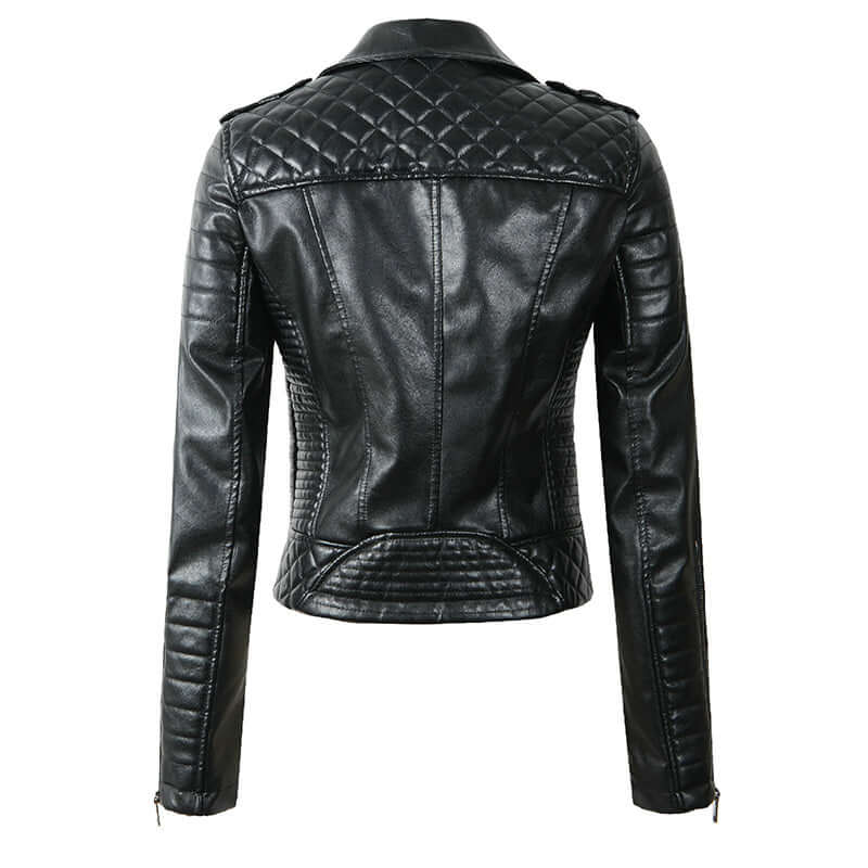 R&B | Damen Kunstleder Bikerjacke mit gesteppten Panels