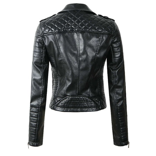 R&B | Damen Kunstleder Bikerjacke mit gesteppten Panels