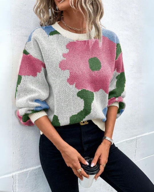 R&B | Strickpullover mit Abstraktem Floral-Muster