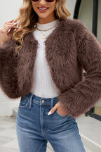 R&B | Lange Ärmel Kurze Lässige Kunstpelzjacke