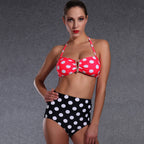 Damen Hochgeschnittener Bikini mit Charmanten Punkte-Design R&B