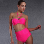Damen Hochgeschnittener Bikini mit elegantem Halterneck R&B