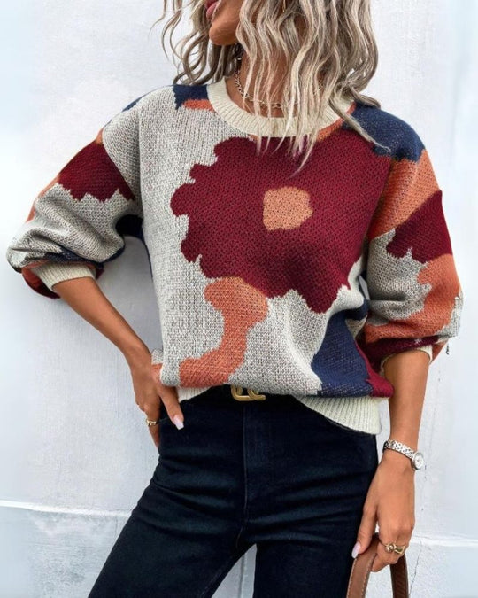 R&B | Strickpullover mit Abstraktem Floral-Muster