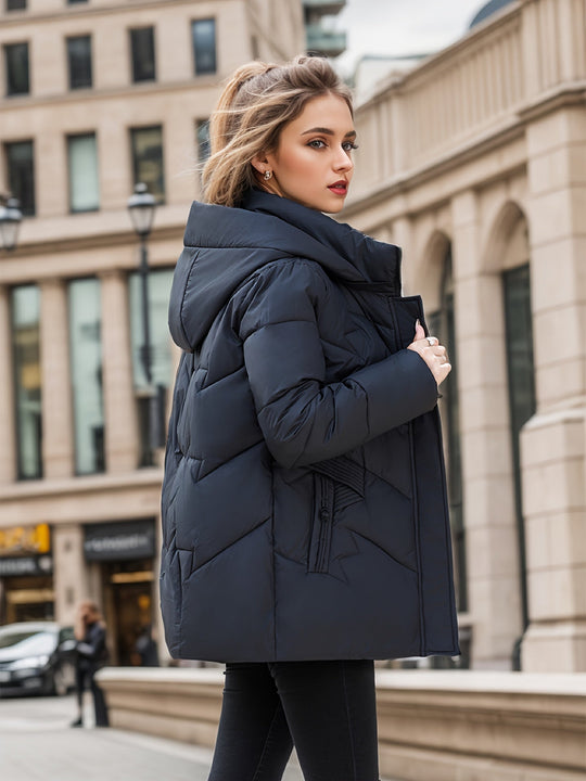 R&B | Stylischer dicker warmer Daunenmantel mit Kapuze Ideal für Herbst/Winter