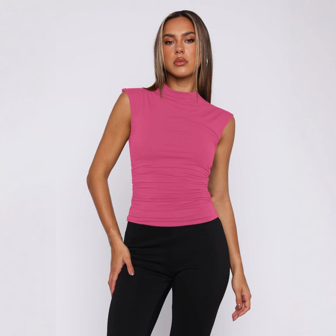 R&B | Semi-Rollkragen einfarbig slim-fit ärmellose Spice Girl Weste