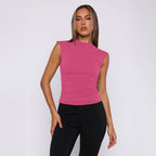R&B | Semi-Rollkragen einfarbig slim-fit ärmellose Spice Girl Weste