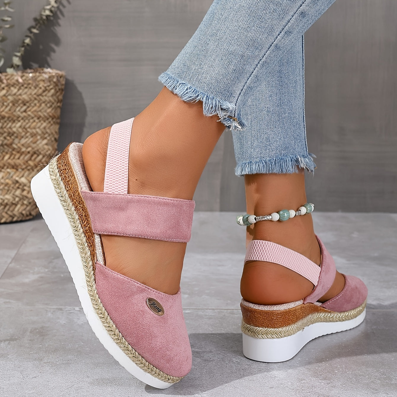 R&B | Damen Sandalen Auf Plattform: Rutschfest, Geschlossene Zehe, Elastischer Riemen
