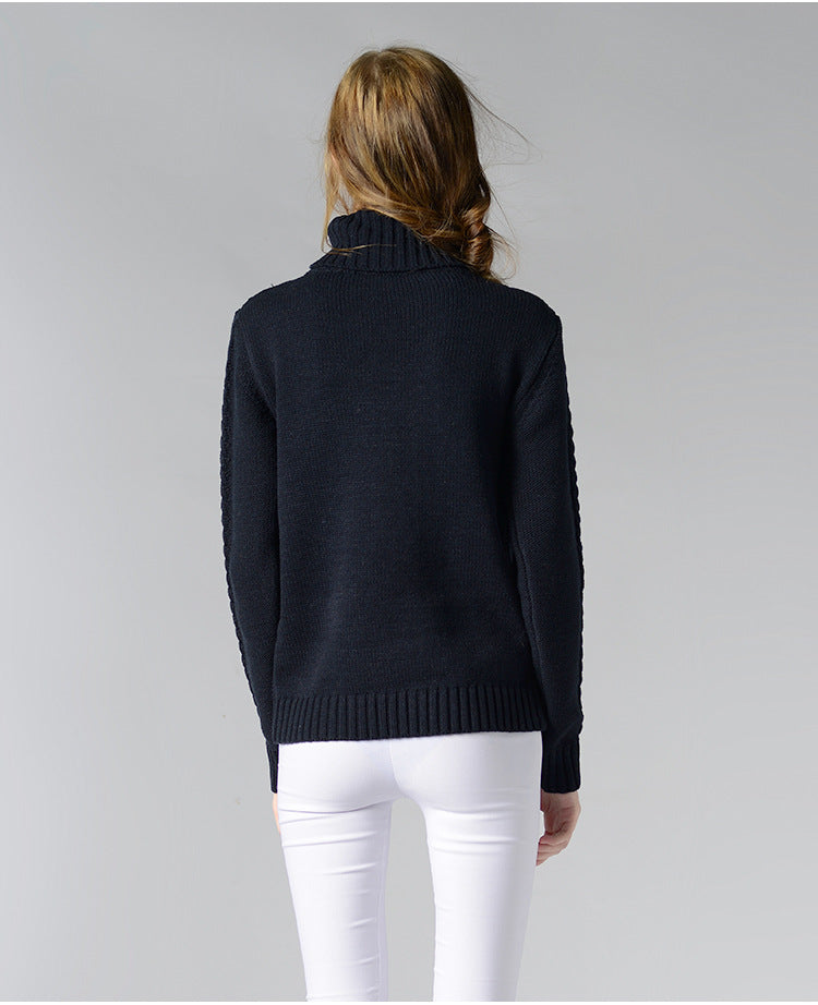 R&B | Damen Rollkragenpullover mit langen Ärmeln und Kabelstrick