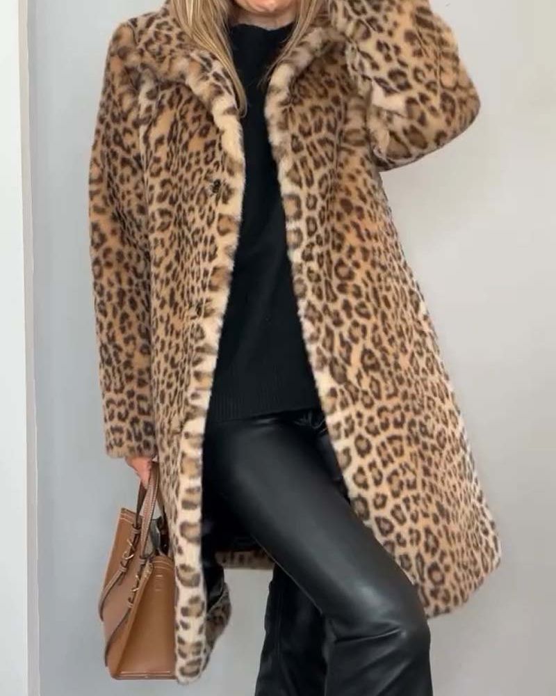 R&B | Leoparden Lange Weiche Jacke