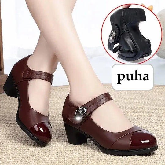 Damen Schuhe mit runder Spitze aus Leder R&B