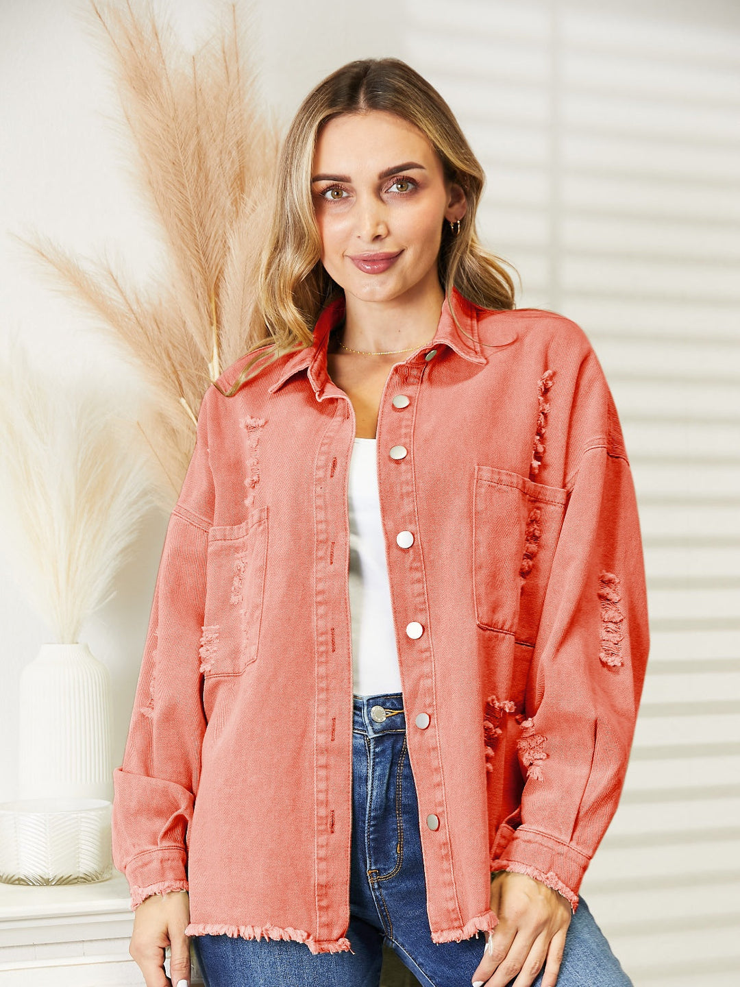 R&B | Zerrissene Rohsaum-Denimjacke