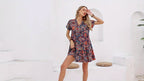 R&B | Paisley V-Ausschnitt Kleid Locker Kurzarm Sommerkleid