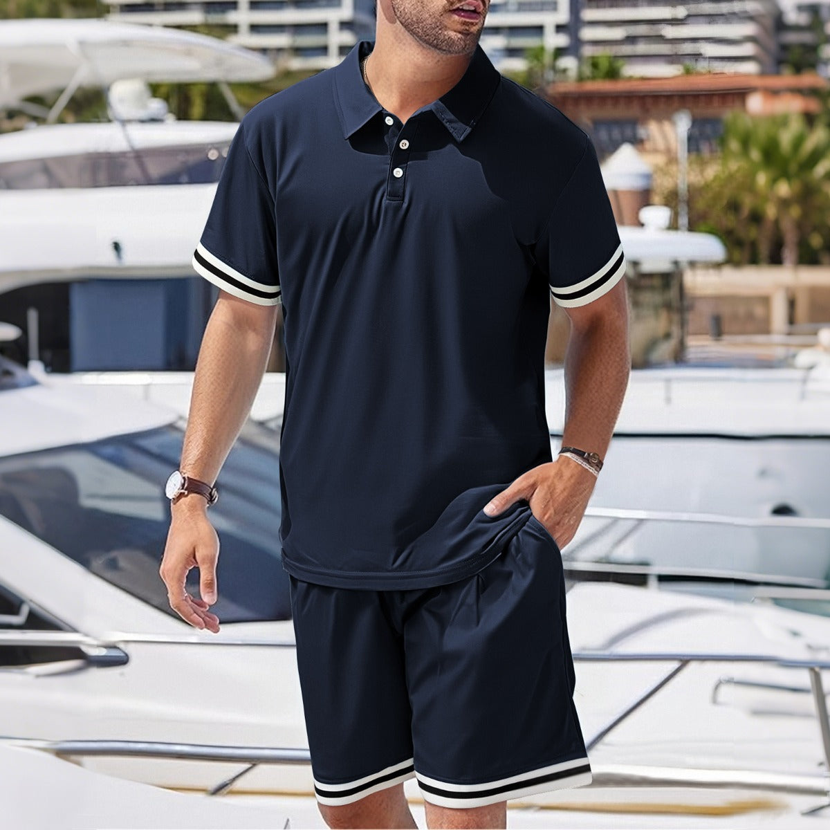 R&B | Kurzärmelige Shorts Zweiteiliges Set