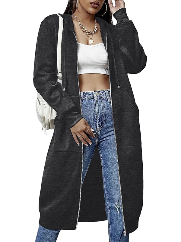 R&B | Lang Kapuzenjacke mit Reißverschluss