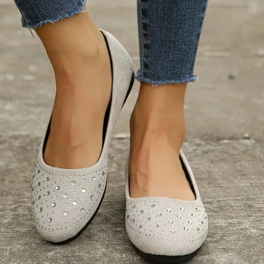 Orthopädische flache Puppenschuhe für Frauen mit Kristall R&B R&B