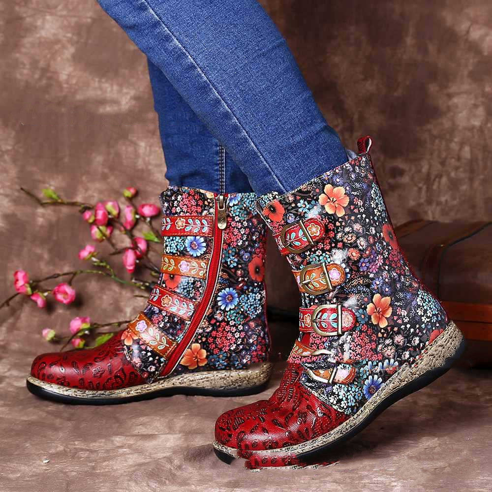Lederstiefel für Damen mit einzigartigen Details R&B