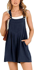 R&B | Jumpsuit-Shorts aus Baumwolle und Leinen mit weitem Bein