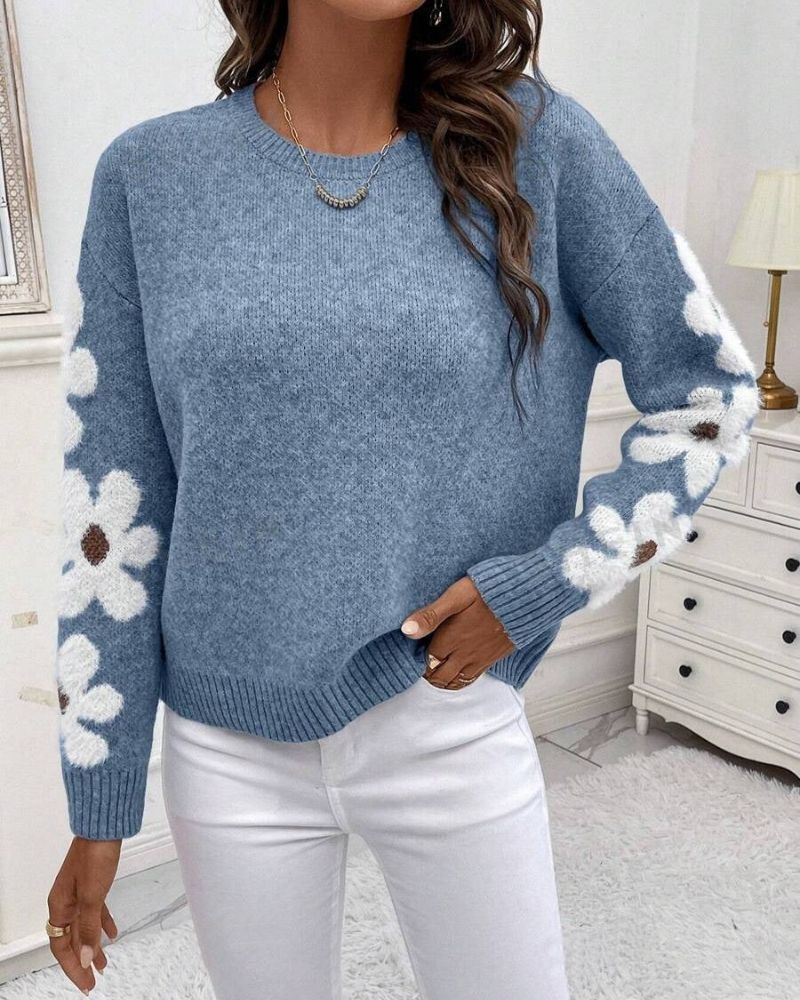 R&B | Strickpullover mit Floralem Muster