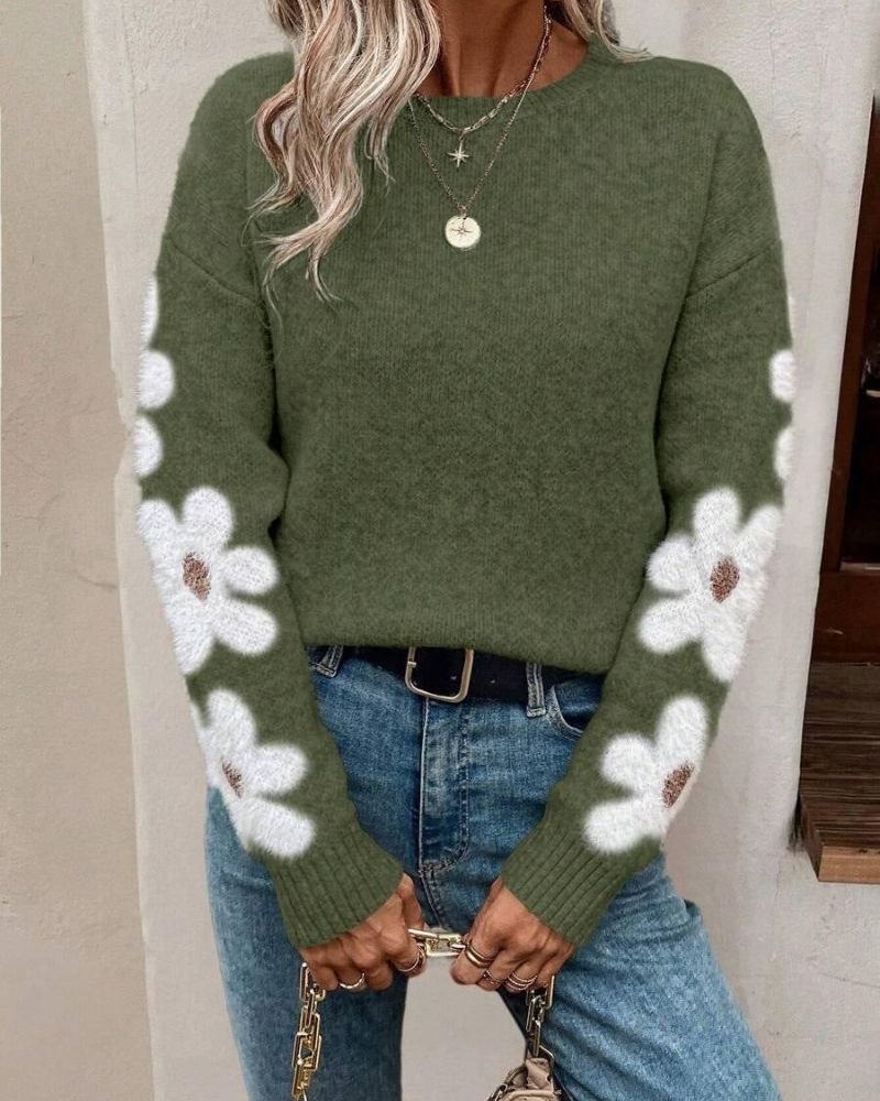 R&B | Strickpullover mit Floralem Muster