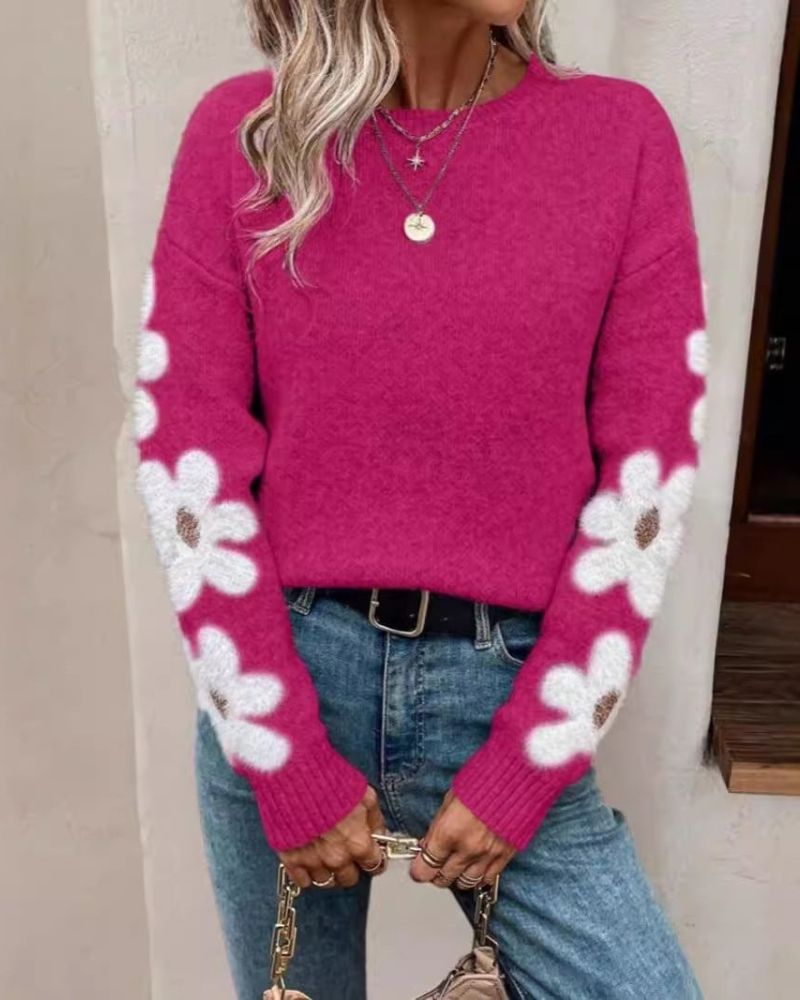 R&B | Strickpullover mit Floralem Muster