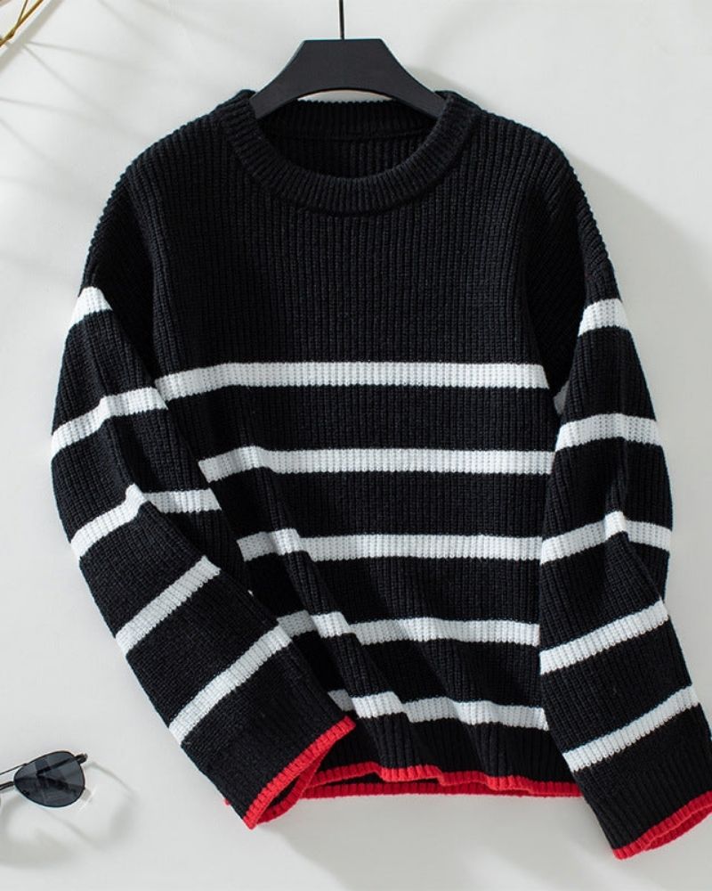 R&B | Klassischer Gestrickter Pullover mit Gestreiftem Muster