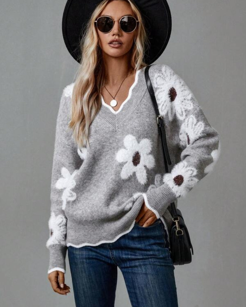 R&B | Strickpullover mit Blumen