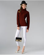 R&B | Damen Rollkragenpullover mit langen Ärmeln und Kabelstrick