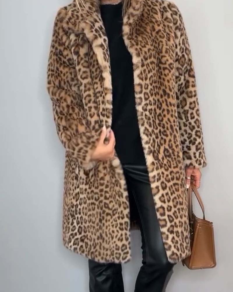 R&B | Leoparden Lange Weiche Jacke