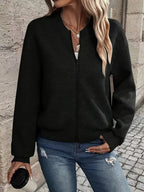 R&B | Cardigan - Damen Herbst Zip-Up Texturierter Cardigan mit Rippbund