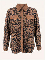 R&B | Leopardenmuster Langhe Hemdbluse Polyester Stilvoll und Trendy