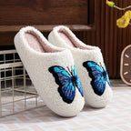 Weiß Flauschige Slipper Mit Blauem Schmetterlingsmotiv R&B
