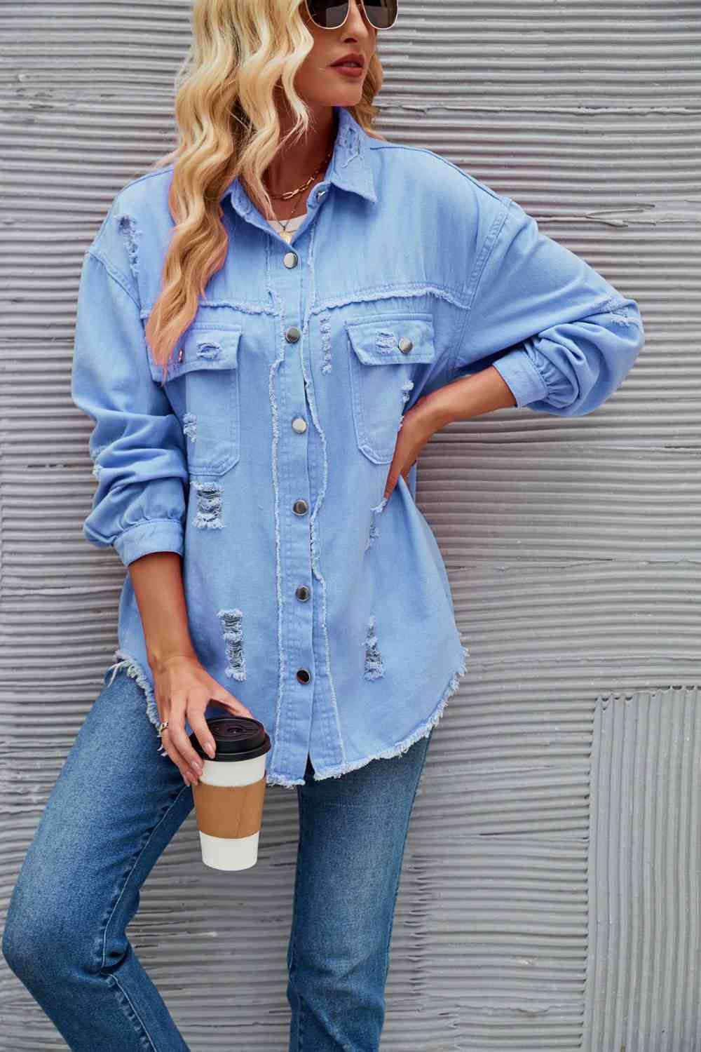 R&B | Zerrissene Rohsaum-Denimjacke