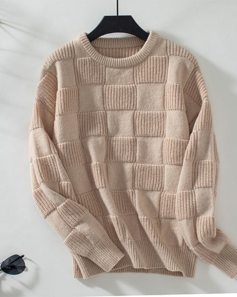 R&B | Grober Strickpullover mit Karomuster