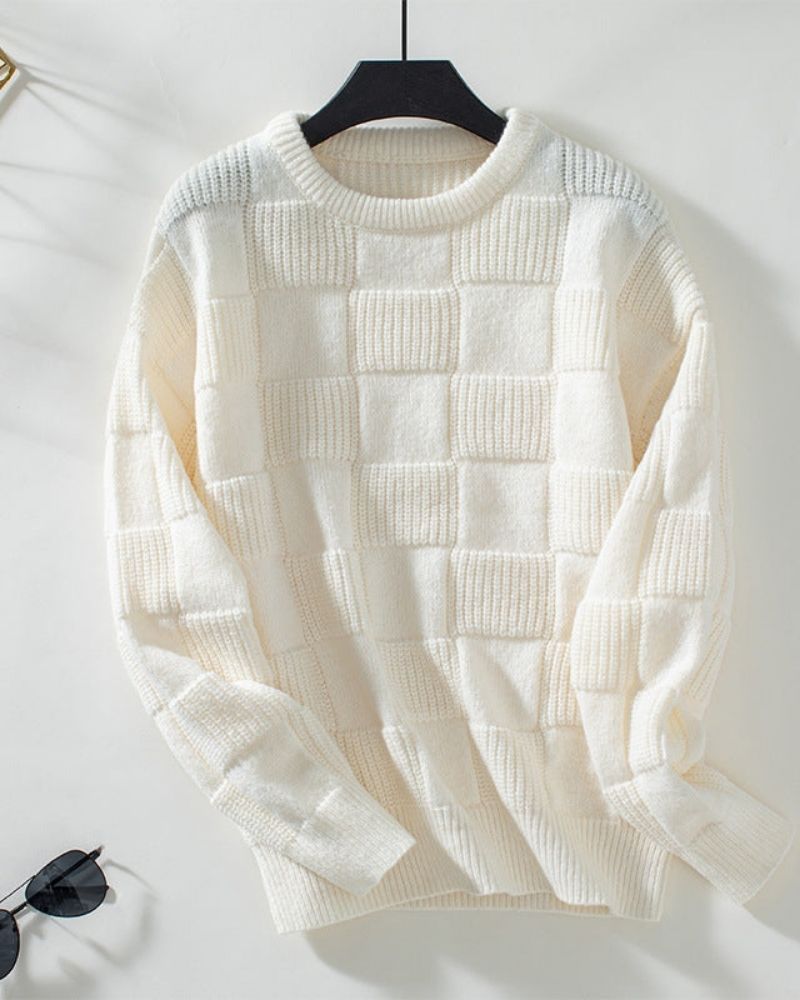 R&B | Grober Strickpullover mit Karomuster