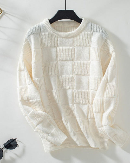 R&B | Grober Strickpullover mit Karomuster