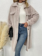 R&B | Lange, Weiche Samtjacke mit Knöpfen Polyester Warm und Bequem