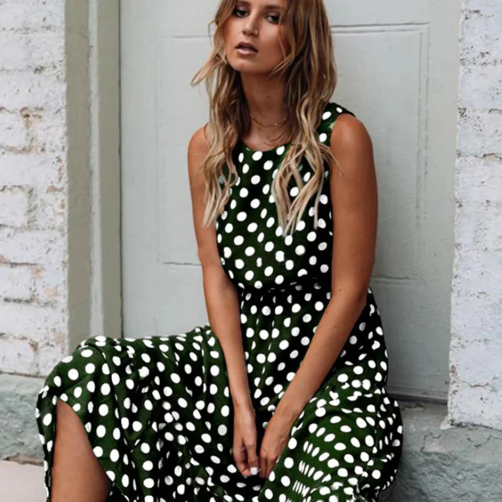 R&B | Schwarzes Polka Dot Midikleid für Einen Retro Chic Look