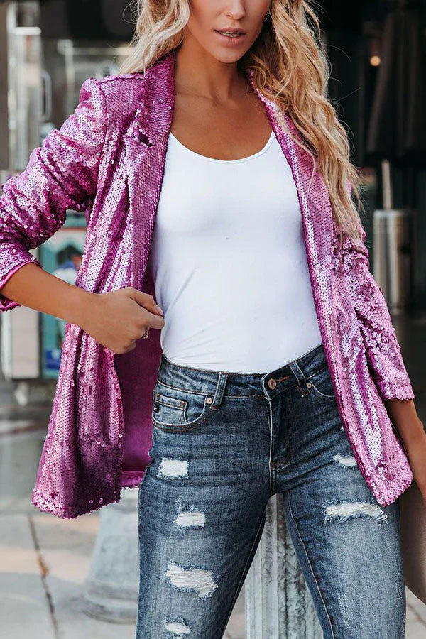 R&B | Blazer mit Revers und Pailletten