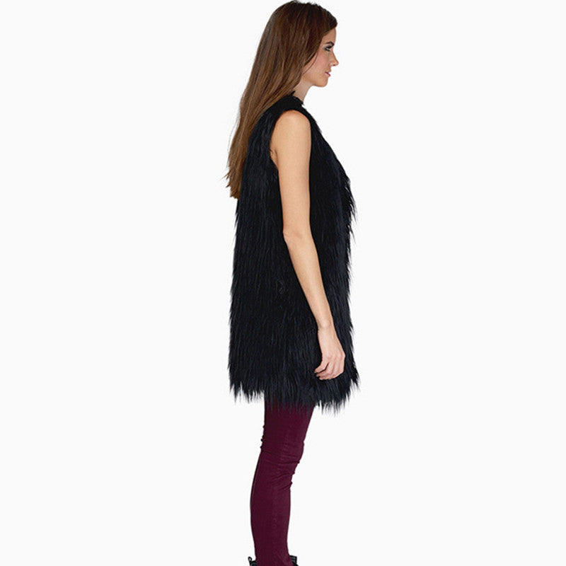 Damen Elegante Kunstfellweste mit seitlichen Taschen und lässigem Schnitt R&B